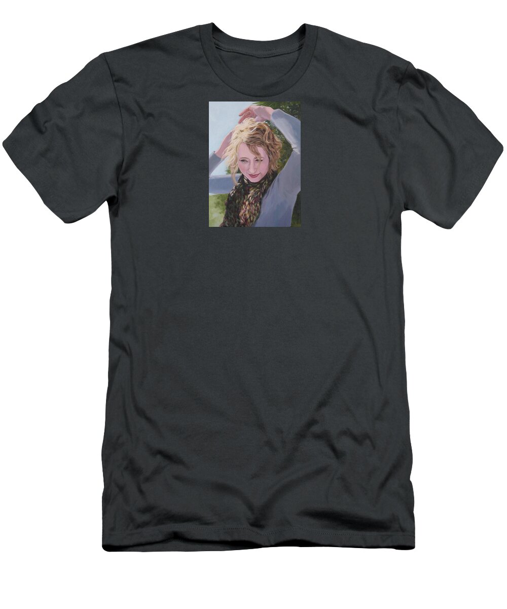 Portrait T-Shirt featuring the painting Willow in the Winter Sun by Connie Schaertl