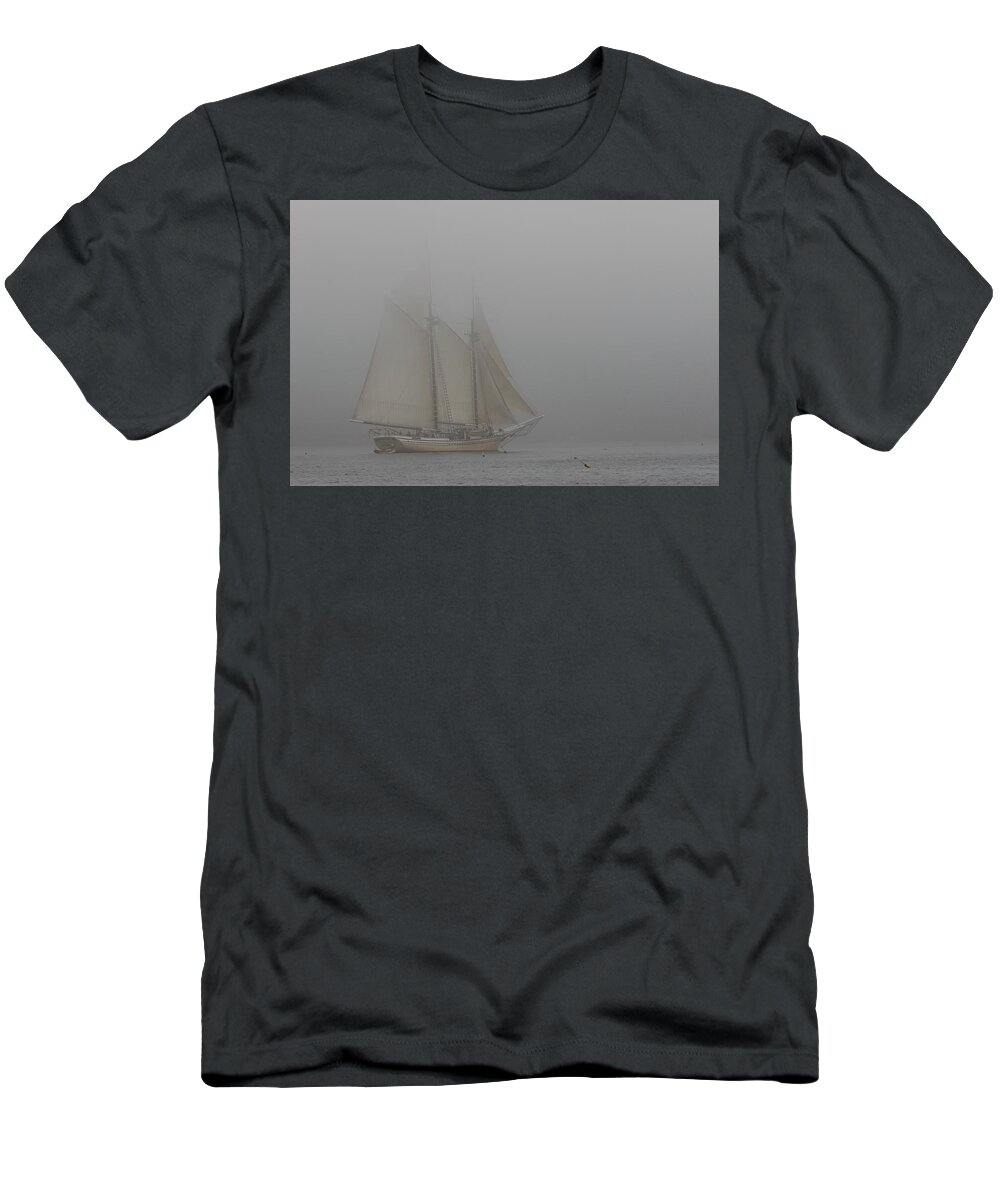 Maine T-Shirt featuring the photograph Windjammer in Fog by Colin Chase