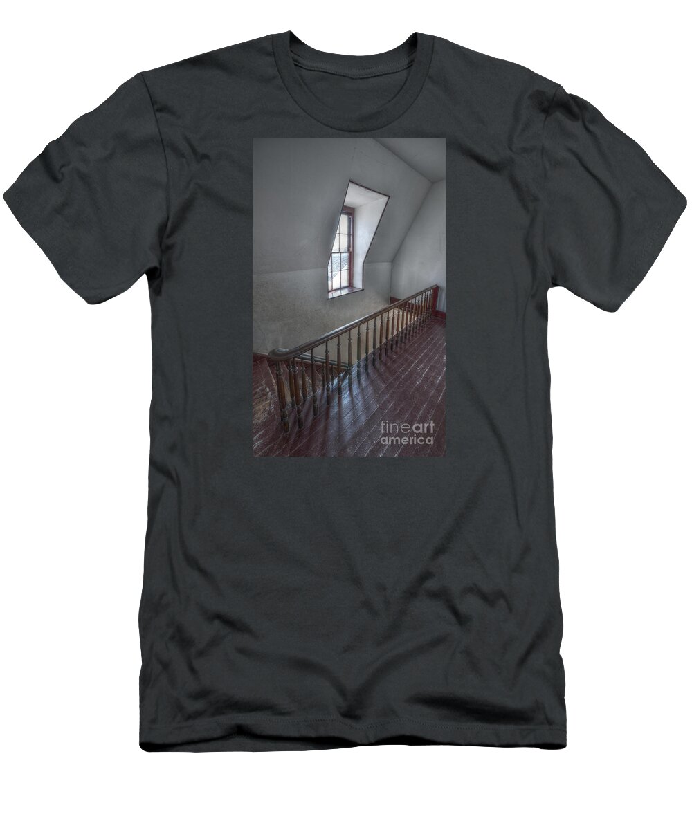 Window Interior Stair Stairs Stairway Stairwell T-Shirt featuring the photograph Window Over the Stairway by Ken DePue