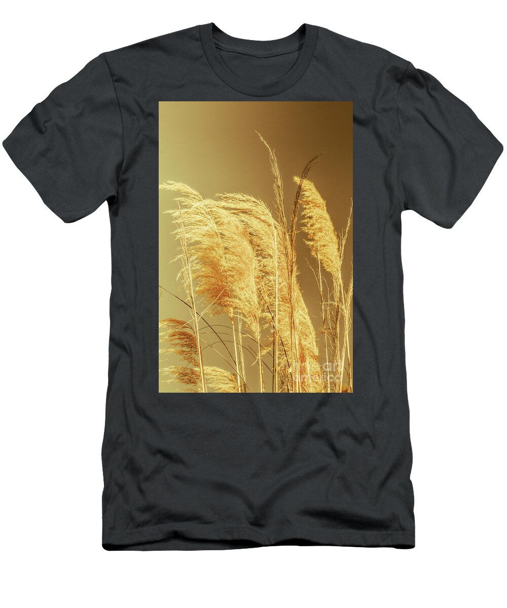 Dry T-Shirt featuring the photograph Windswept autumn brush grass by Jorgo Photography
