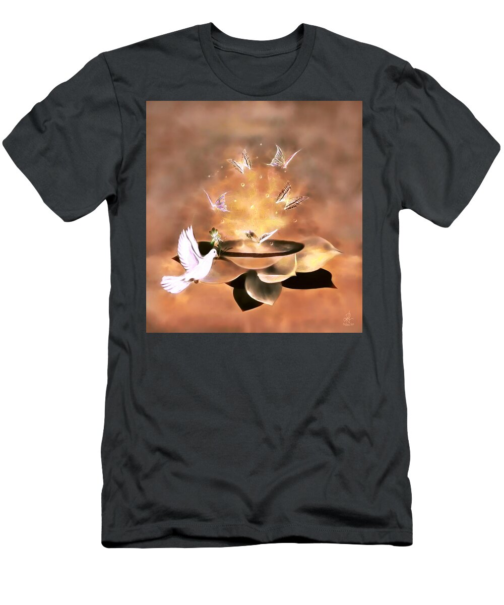 Dove T-Shirt featuring the digital art Wings of Magic by Pennie McCracken