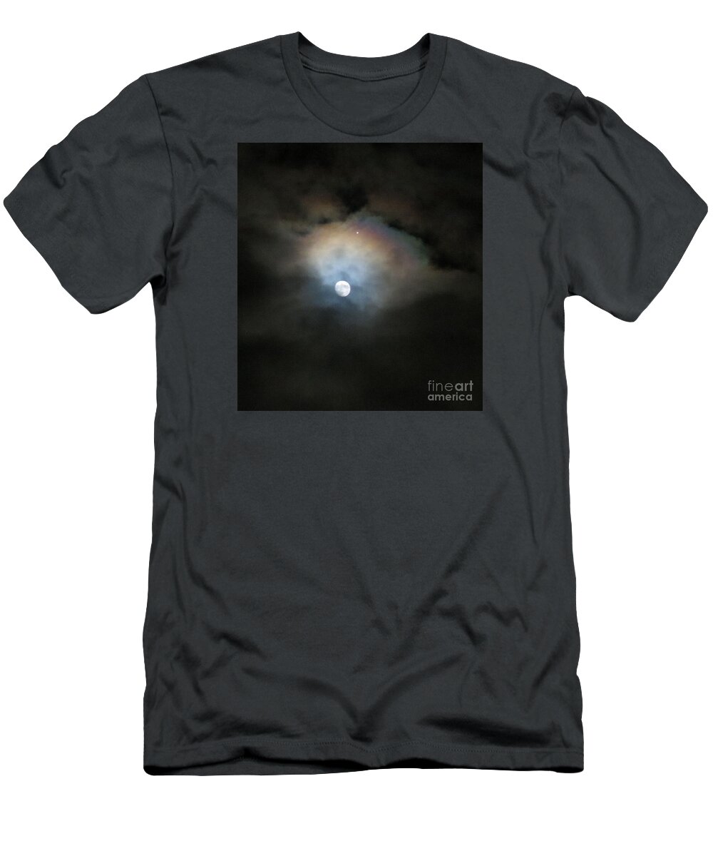 Moonlit Clouds T-Shirt featuring the photograph Winter Moon with Venus by Helen Campbell