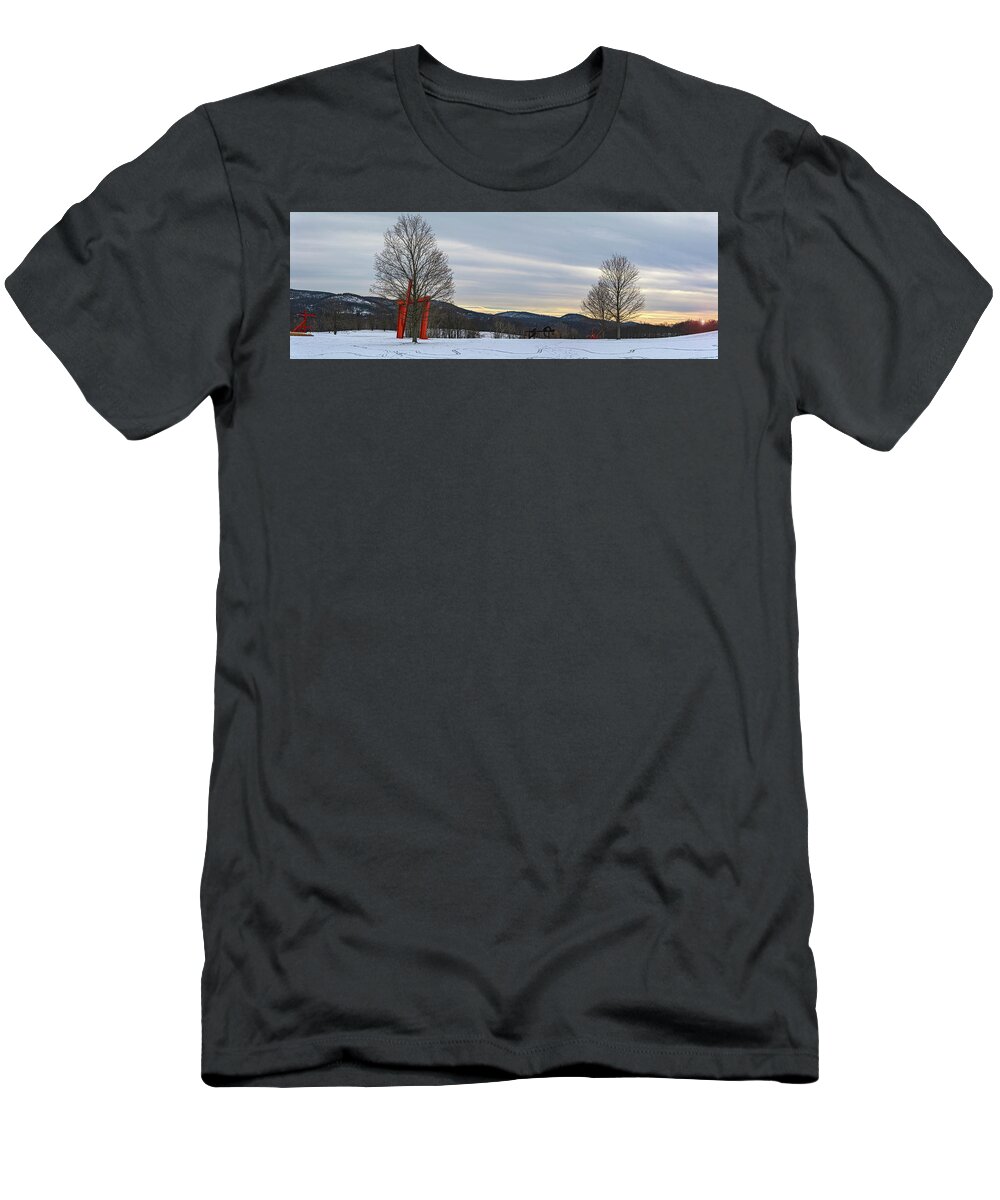 Sculpture T-Shirt featuring the photograph Winter Panorama Of Storm King Art Center by Angelo Marcialis