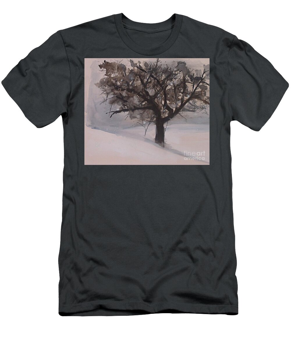 Winter Tree T-Shirt featuring the painting Winter Tree by Laurie Rohner