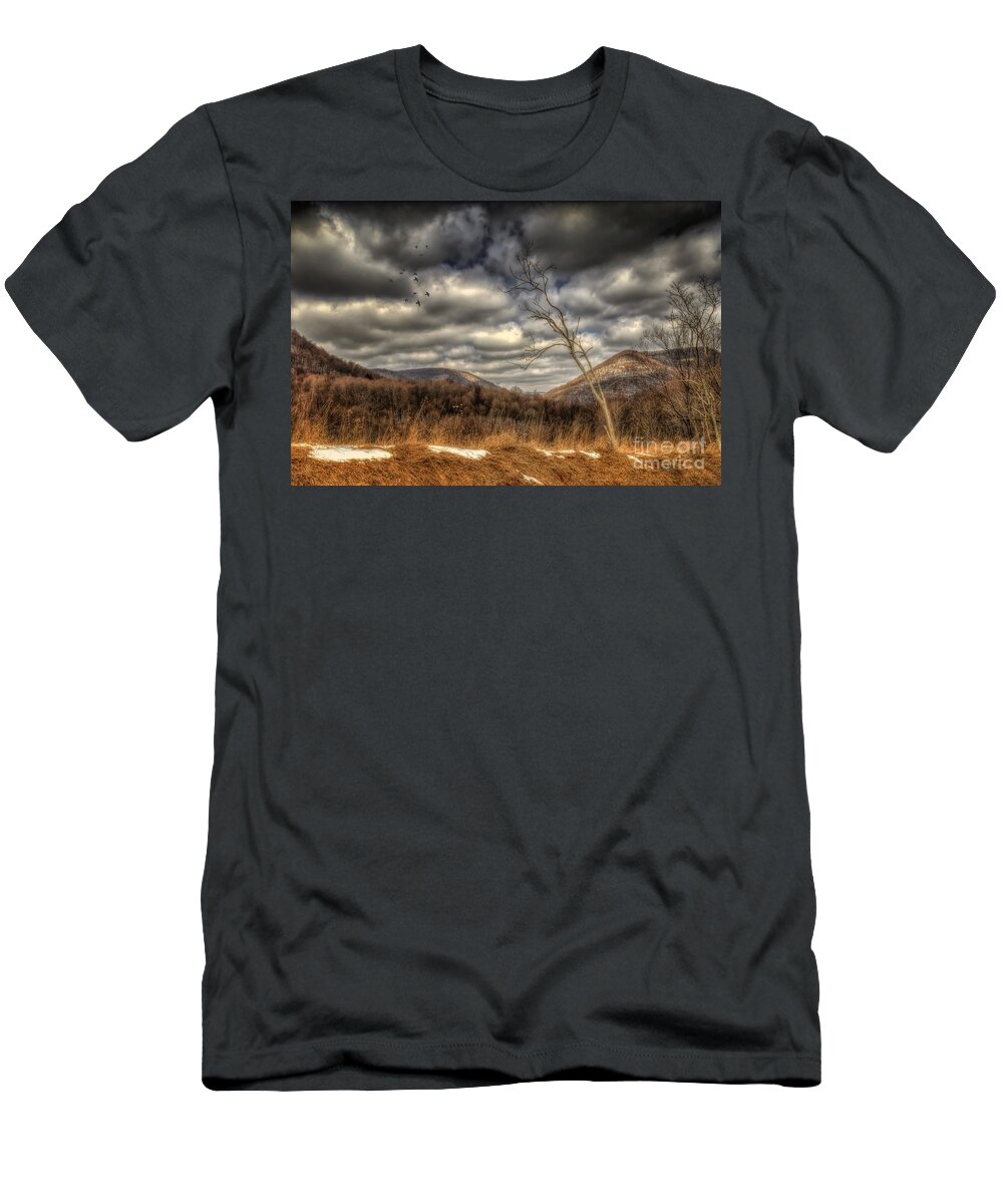 Winter T-Shirt featuring the photograph Winter Waves Goodbye by Lois Bryan