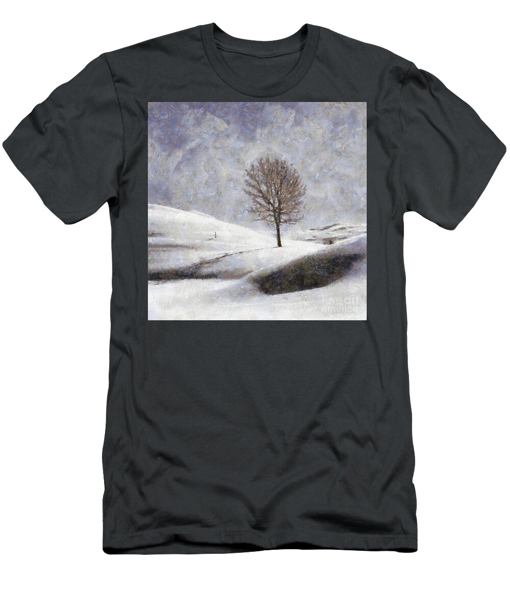 Winter T-Shirt featuring the painting Winters Tree by Esoterica Art Agency