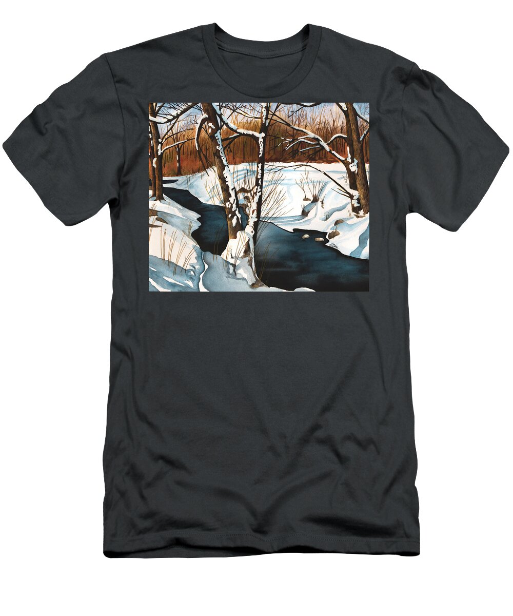 Winter T-Shirt featuring the painting Winterscape by Vic Ritchey