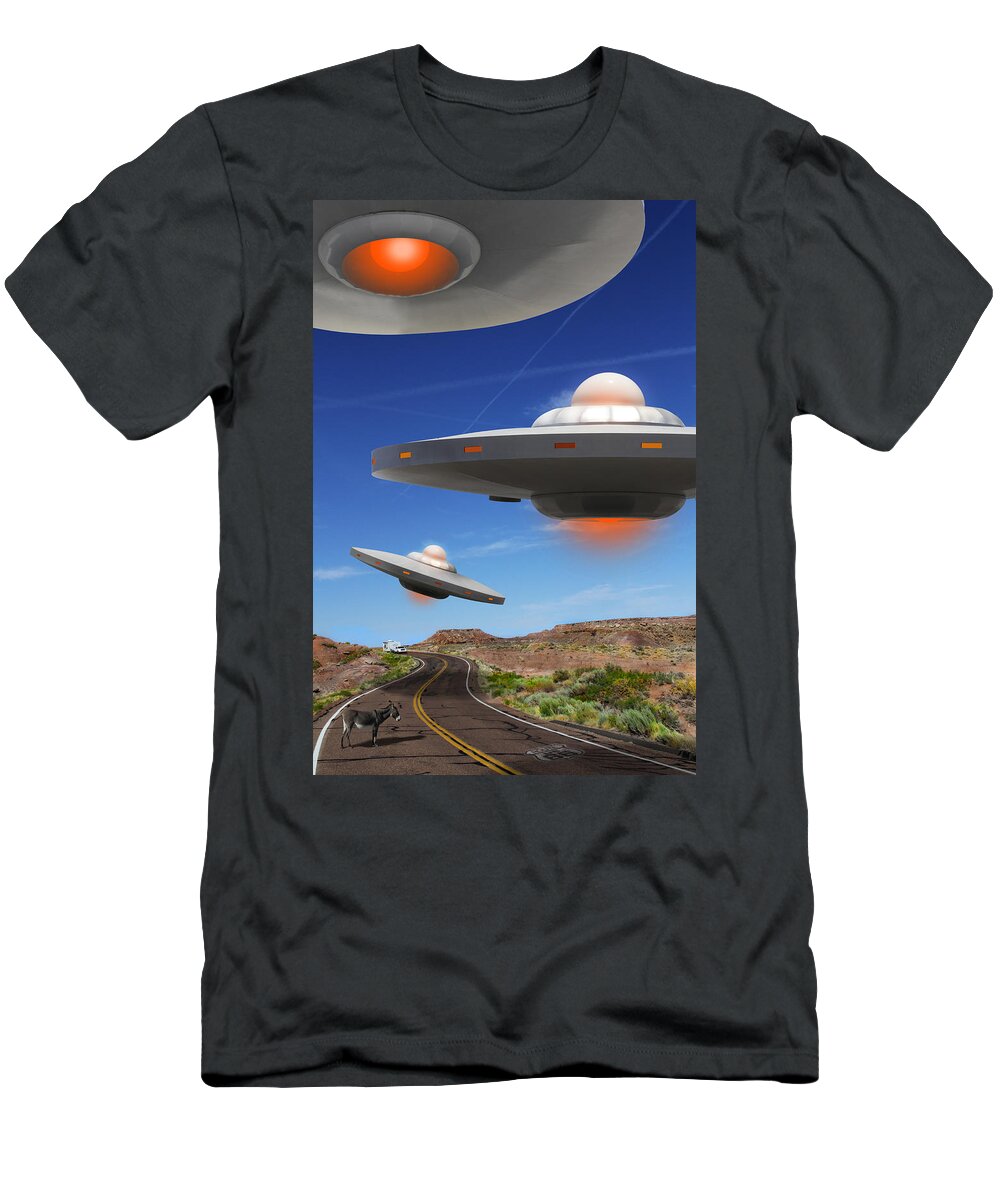 Surrealism T-Shirt featuring the photograph WIP You Never Know What You will See On Route 66 by Mike McGlothlen
