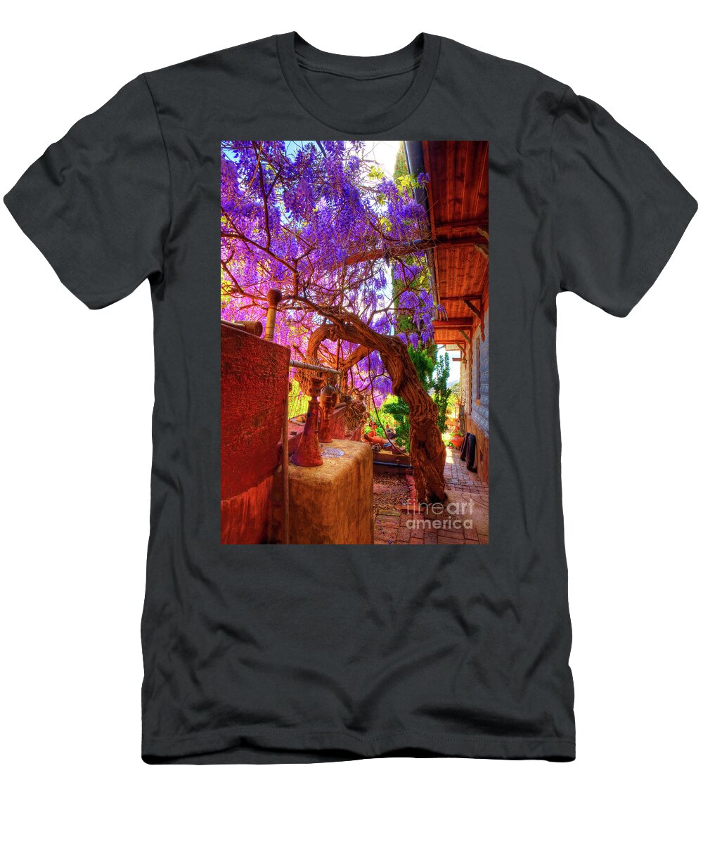 Wisteria T-Shirt featuring the photograph Wisteria Canopy in Bisbee Arizona by Charlene Mitchell