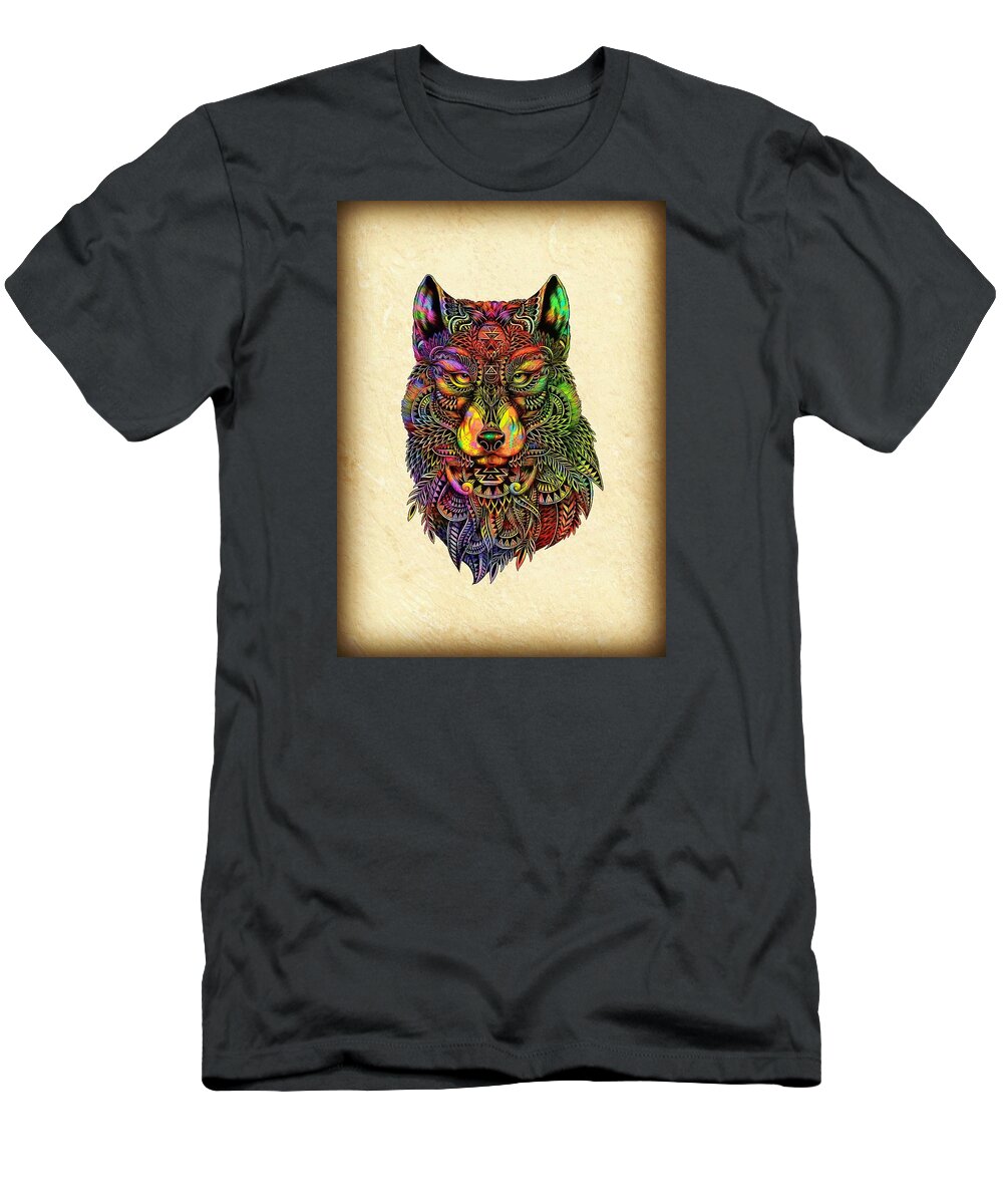 Tribal T-Shirt featuring the digital art Wolf by Lilia S