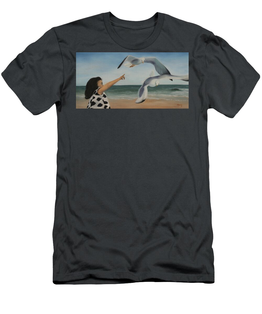 Girl T-Shirt featuring the painting Wonderment by Marg Wolf