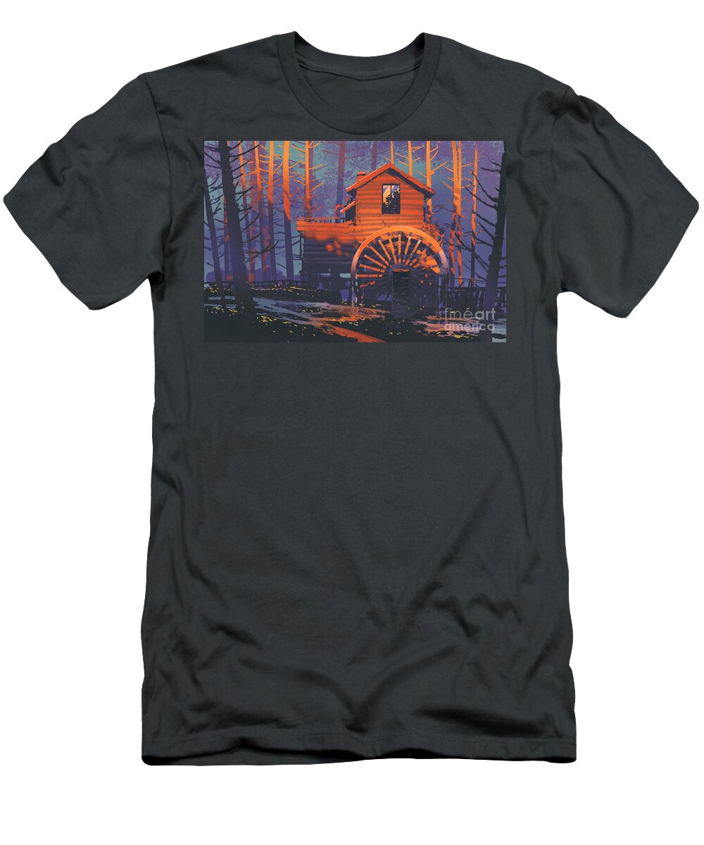Acrylic T-Shirt featuring the painting Wooden House by Tithi Luadthong