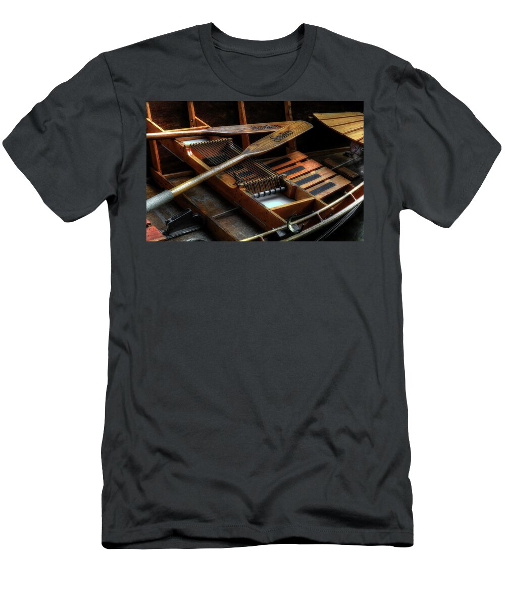 Wooden Rowboat T-Shirt featuring the photograph Wooden Rowboat And Oars by Carol Montoya