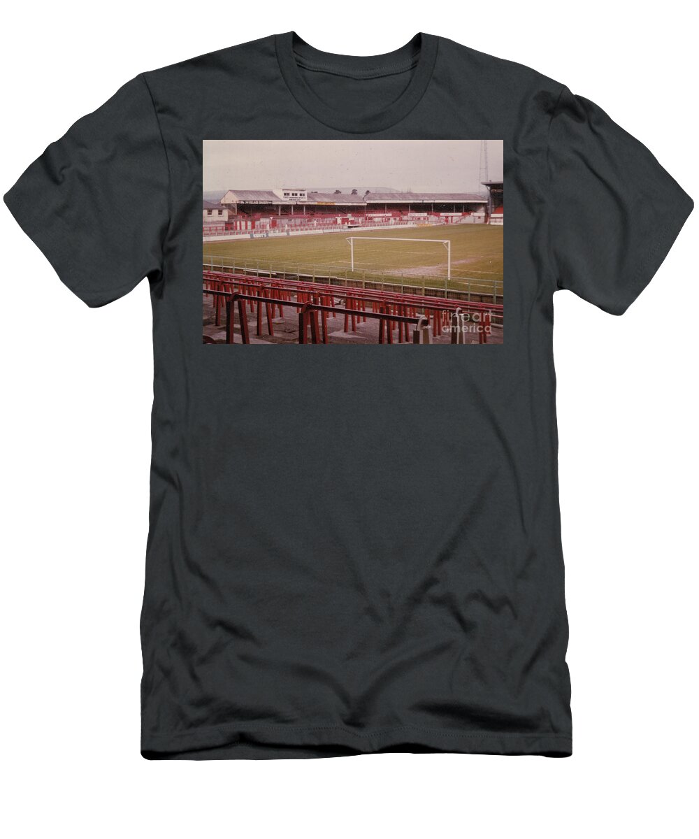 Stadium T-Shirt featuring the photograph Wrexham FC - Racecourse Ground - Mold Road Stand 1 - 1980s by Legendary Football Grounds