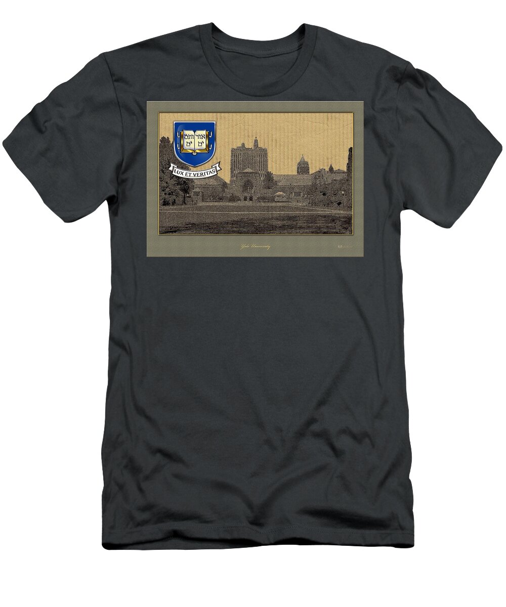 Heraldry T-Shirt featuring the photograph Yale University Building with Crest by Serge Averbukh
