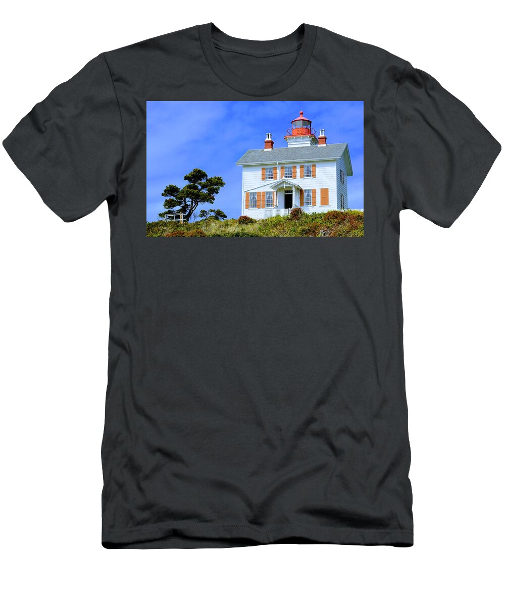 Scenic T-Shirt featuring the photograph Yaquina Bay Lighthouse by AJ Schibig