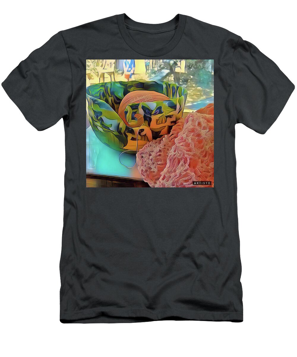 Yarn T-Shirt featuring the digital art Yarn Bowl by Ginny Schmidt