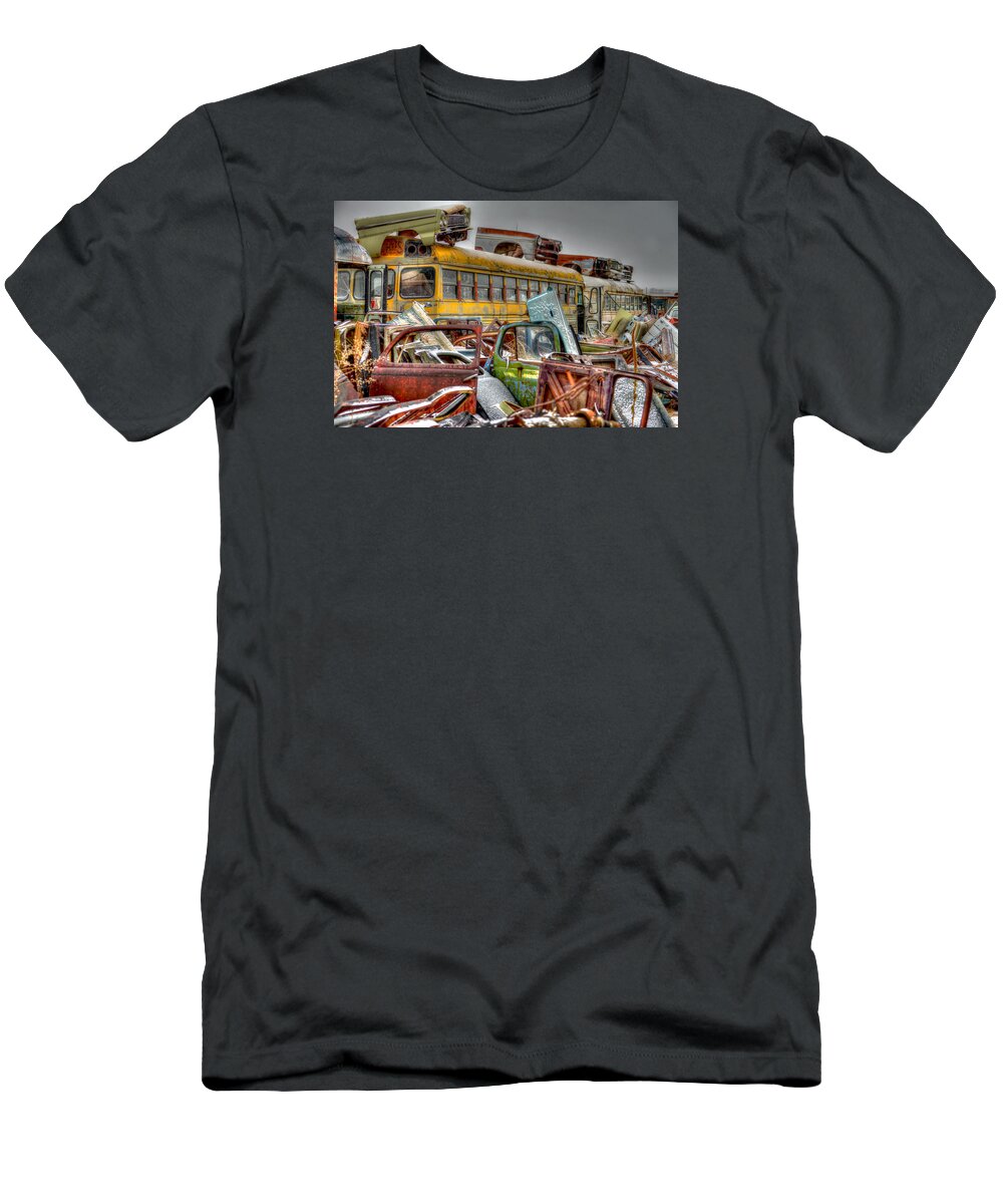 Salvage Yard T-Shirt featuring the photograph Yellow Bus by Craig Incardone