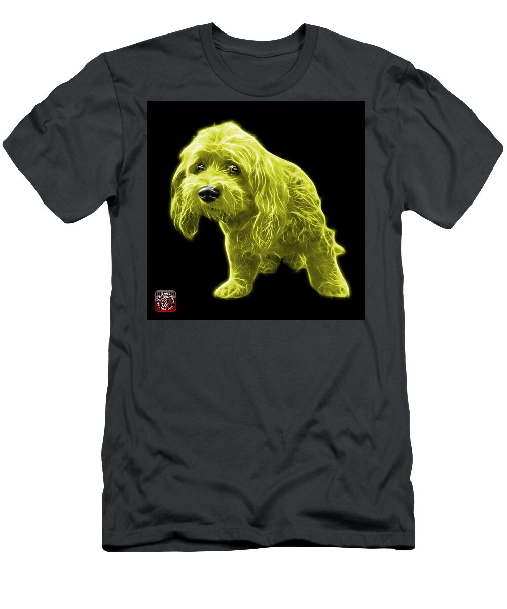 Lhasa Apso T-Shirt featuring the painting Yellow Lhasa Apso Pop Art - 5331 - bb by James Ahn