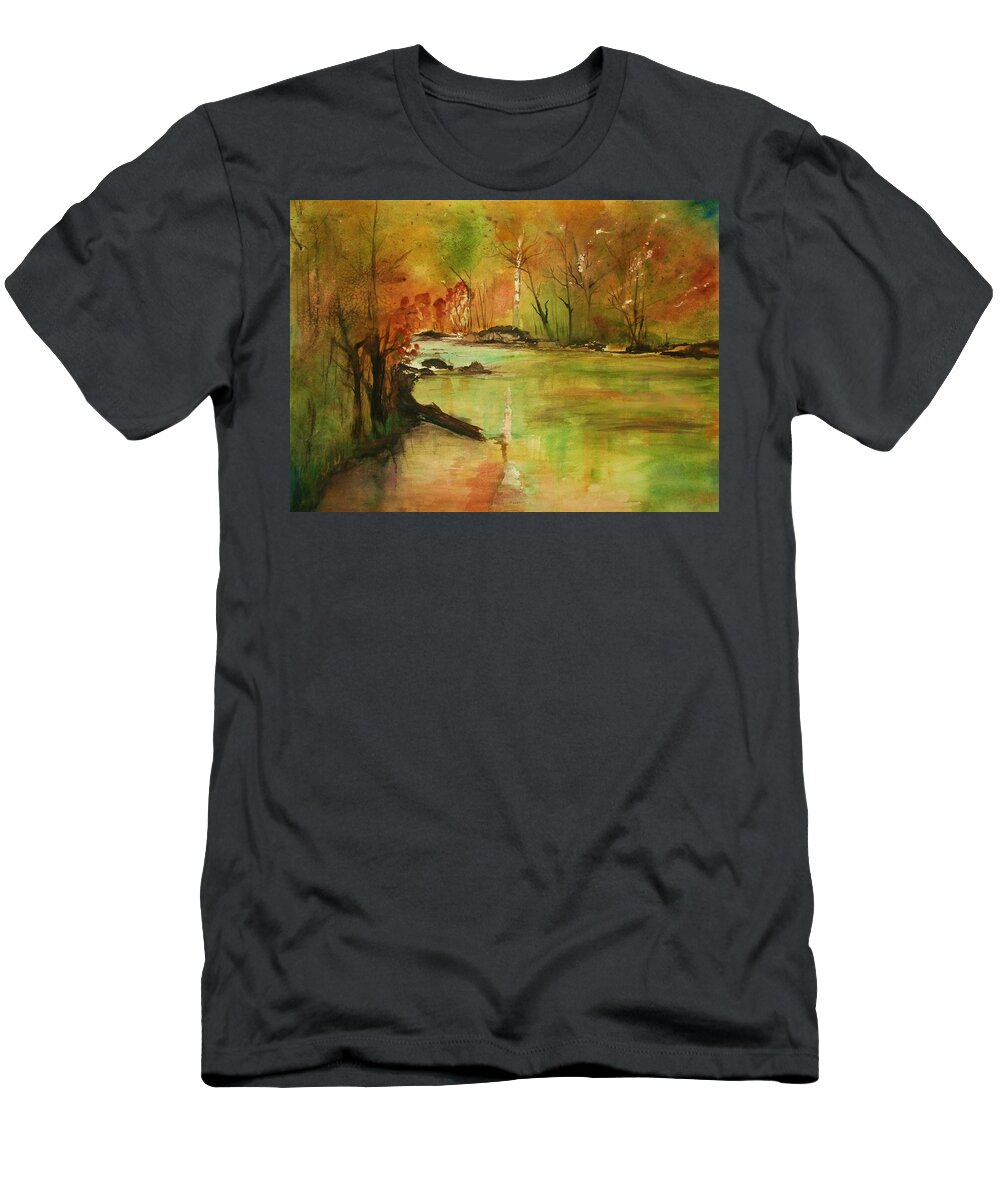 Landscape Paintings. Nature T-Shirt featuring the painting Yellow Medicine river by Julie Lueders 