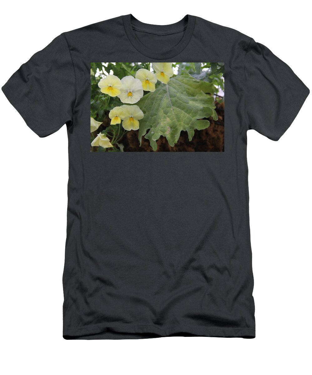 Yellow T-Shirt featuring the photograph Yellow Pansies by Allen Nice-Webb