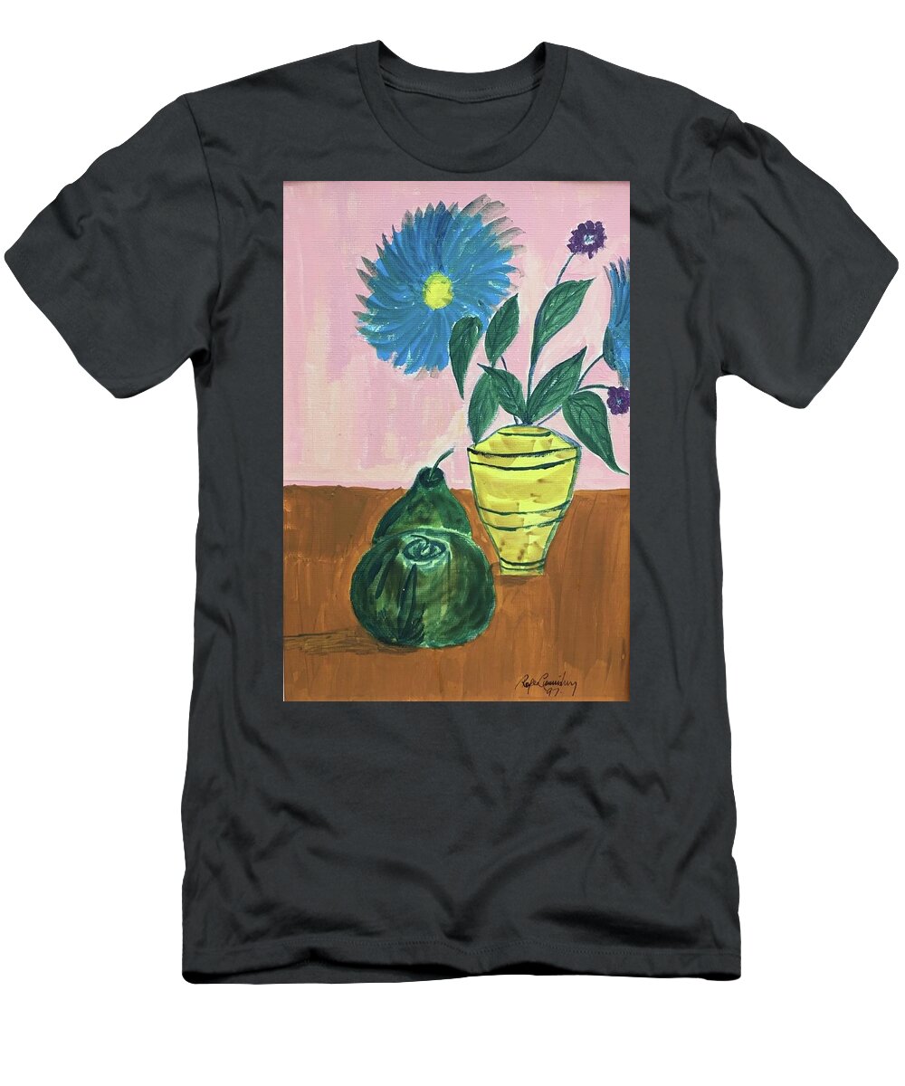 Still Life T-Shirt featuring the painting Yellow vase by Roger Cummiskey