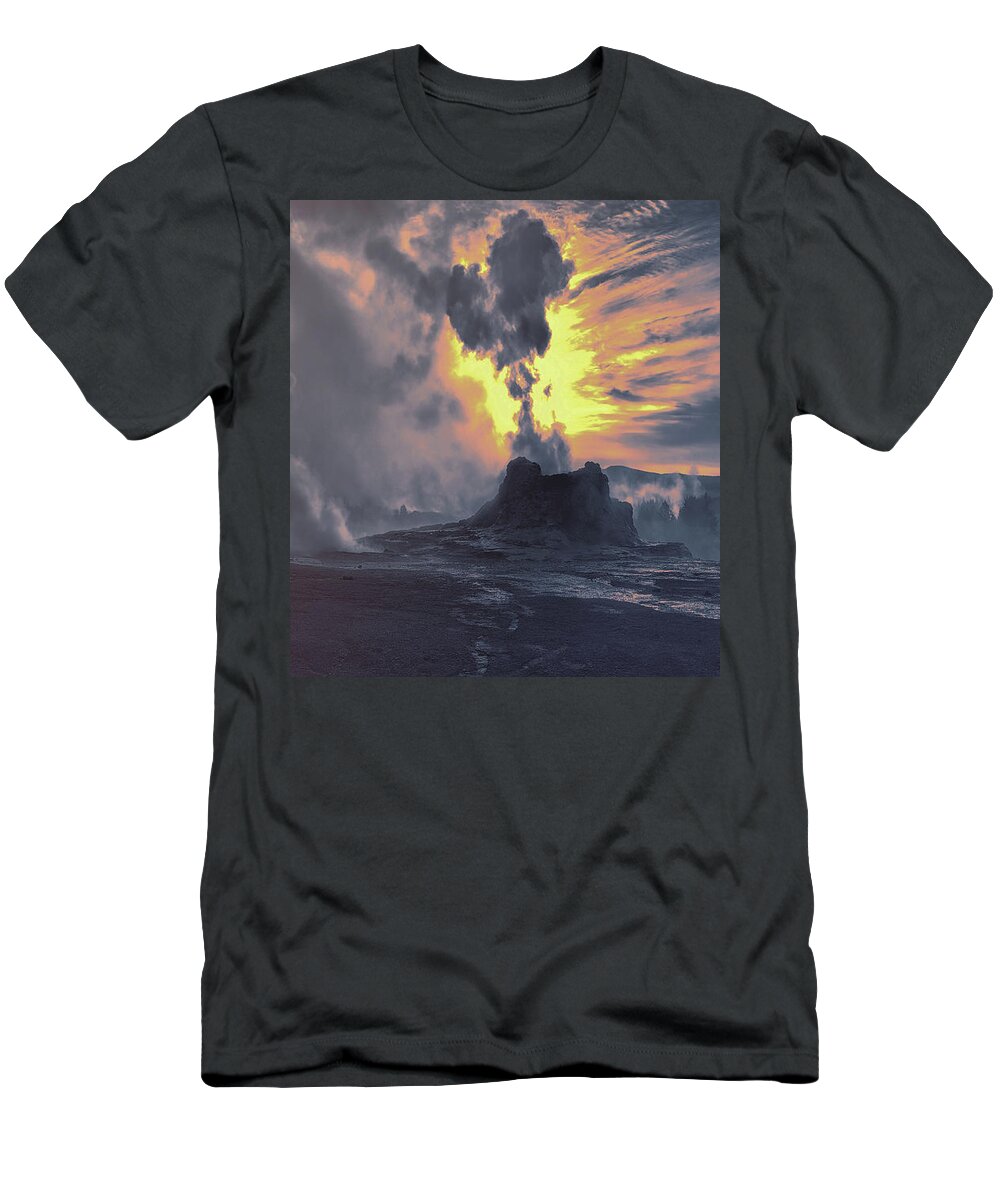 Yellowstone T-Shirt featuring the digital art Yellowstone National Park by Lena Owens - OLena Art Vibrant Palette Knife and Graphic Design