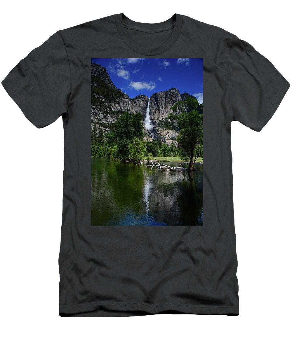 Yosemite Falls From Near Swinging Bridge T-Shirt featuring the photograph Yosemite Falls from Near Swinging Bridge by Raymond Salani III