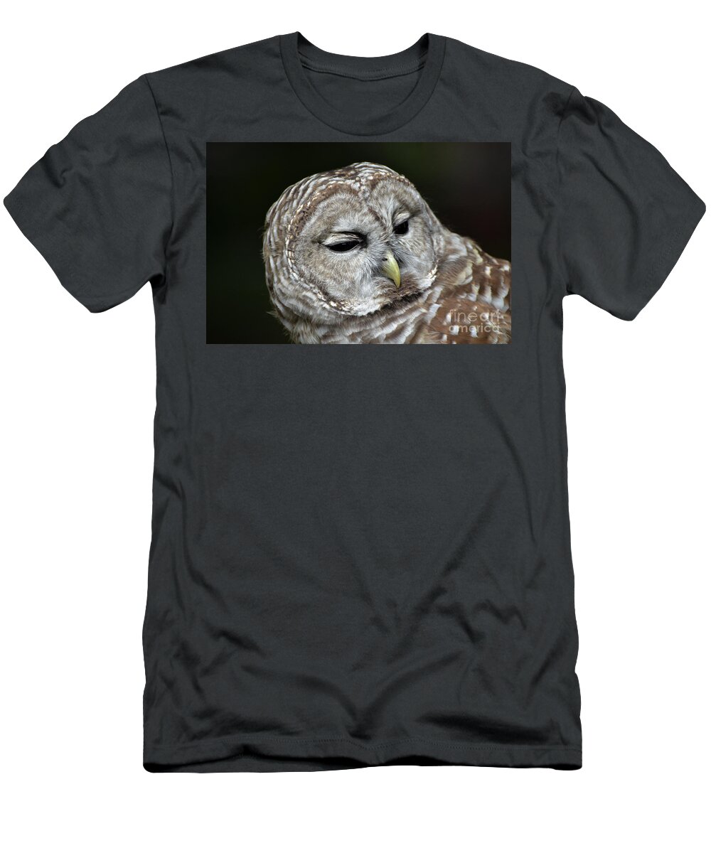 Barred Owl Owl T-Shirt featuring the photograph You Mean Whom? by Amy Porter
