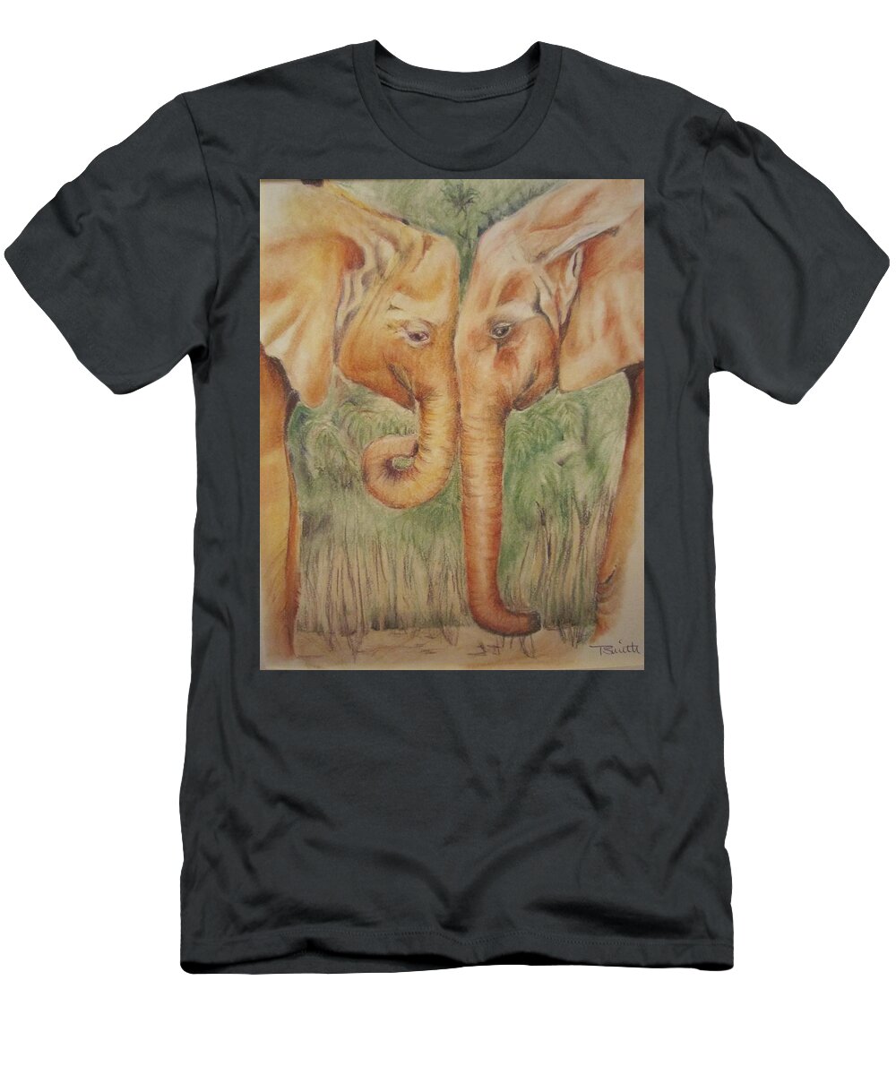 Wild Life T-Shirt featuring the pastel Young Elephants by Teresa Smith