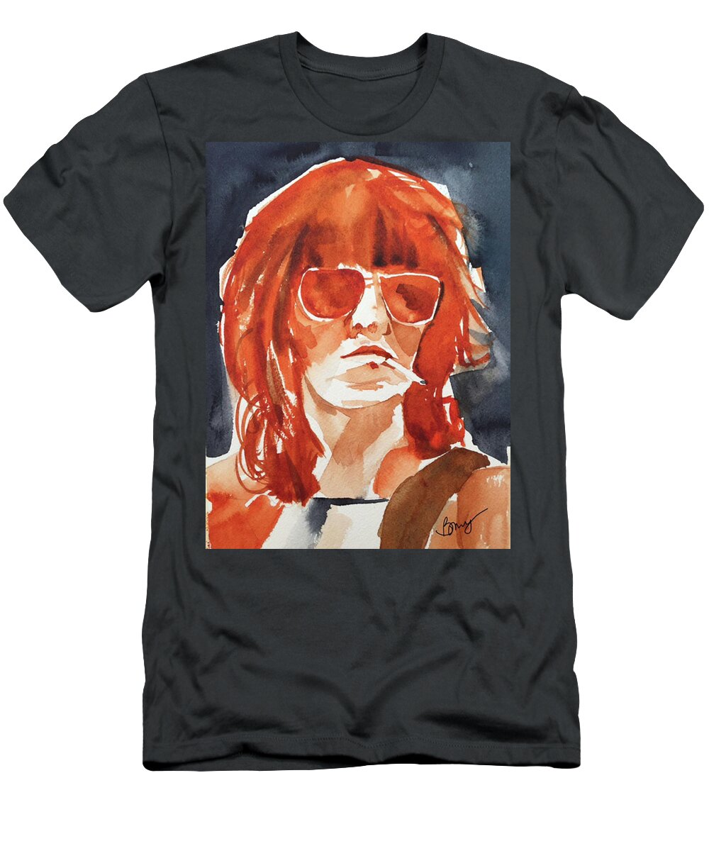 Celebrity T-Shirt featuring the painting Young Keith in Rust by Bonny Butler