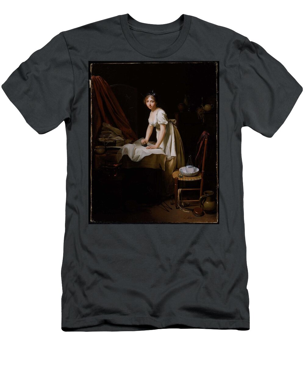 Young Woman Ironing About 1800 Louis-lopold Boilly (french T-Shirt featuring the painting Young Woman Ironing by MotionAge Designs