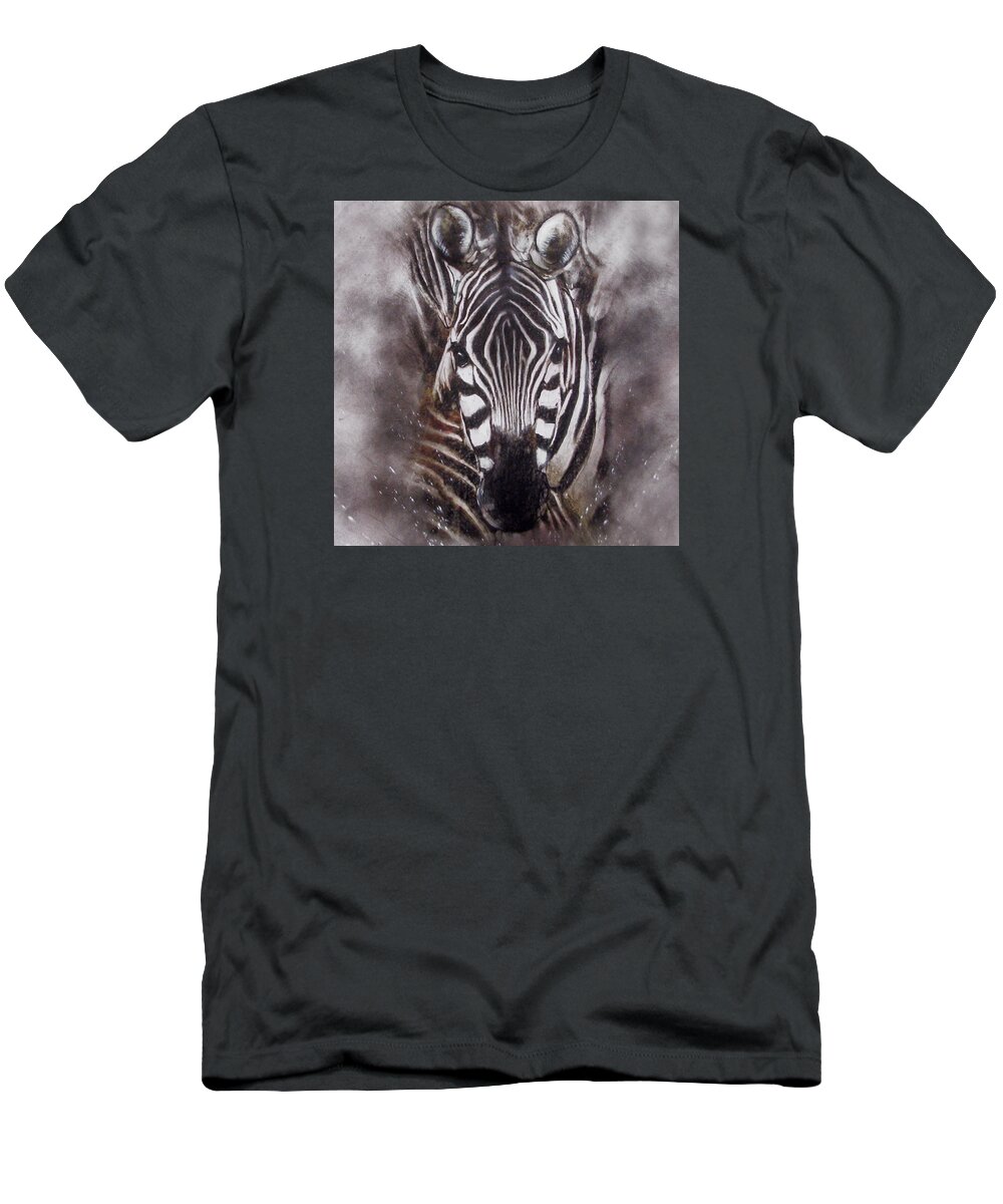 Canvas Prints T-Shirt featuring the painting Zebra splash by Jackie Flaten