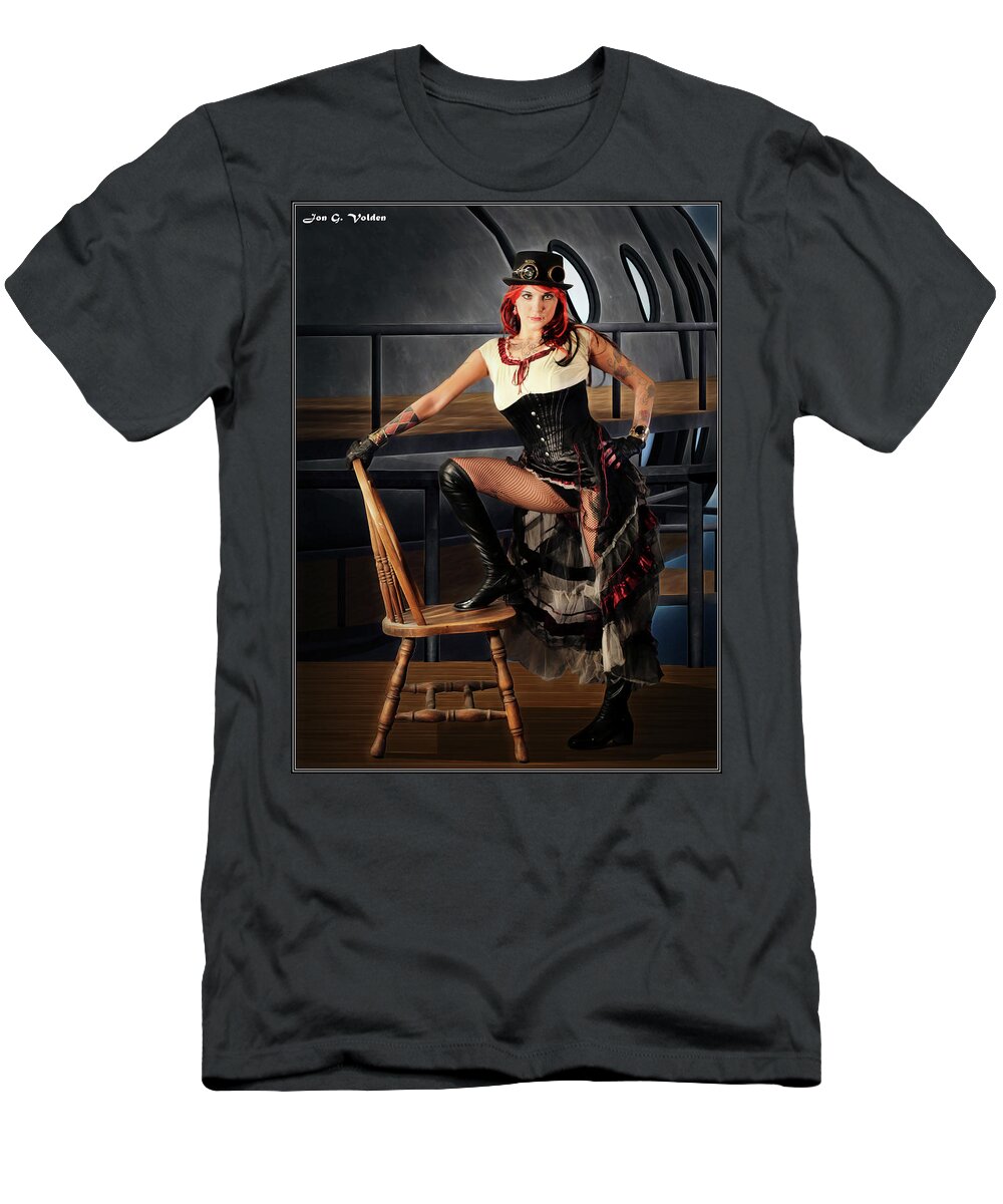 Steam Punk T-Shirt featuring the photograph Zeppelin Rider by Jon Volden