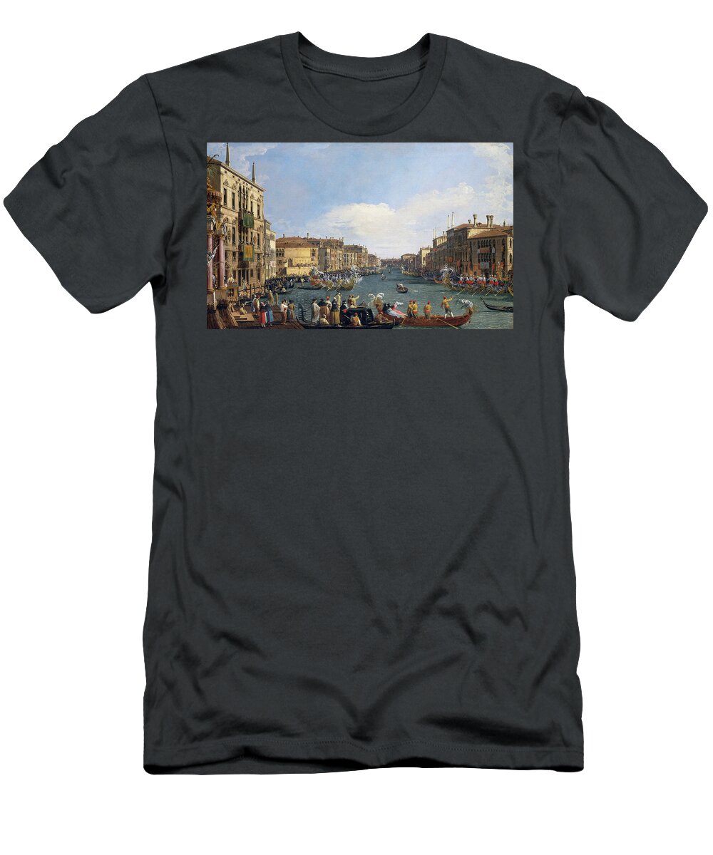 Boat T-Shirt featuring the painting A Regatta on the Grand Canal #1 by Canaletto