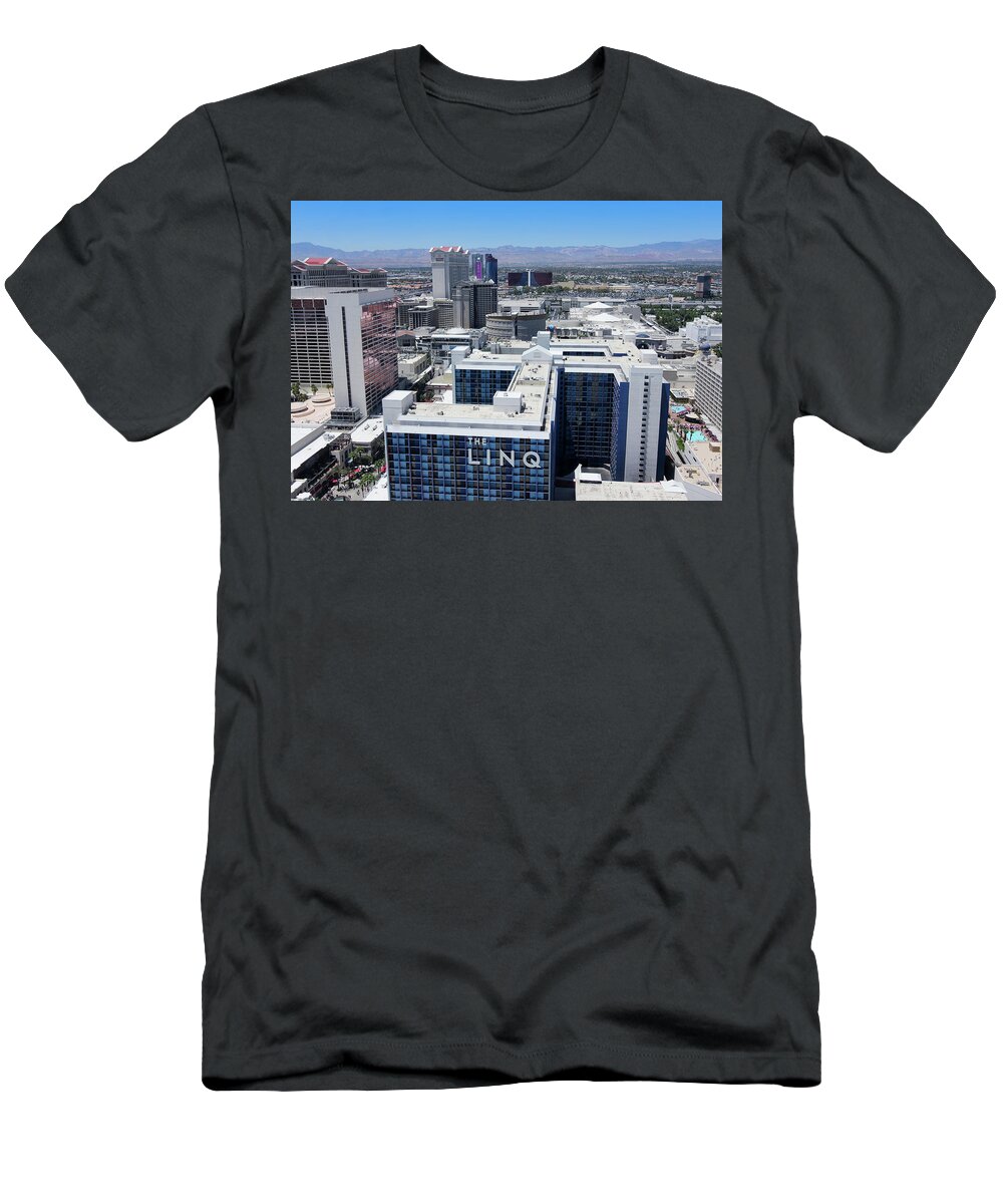 High T-Shirt featuring the photograph A Vegas Aerial from Atop the High Roller, Las Vegas, NV, USA #1 by Derrick Neill