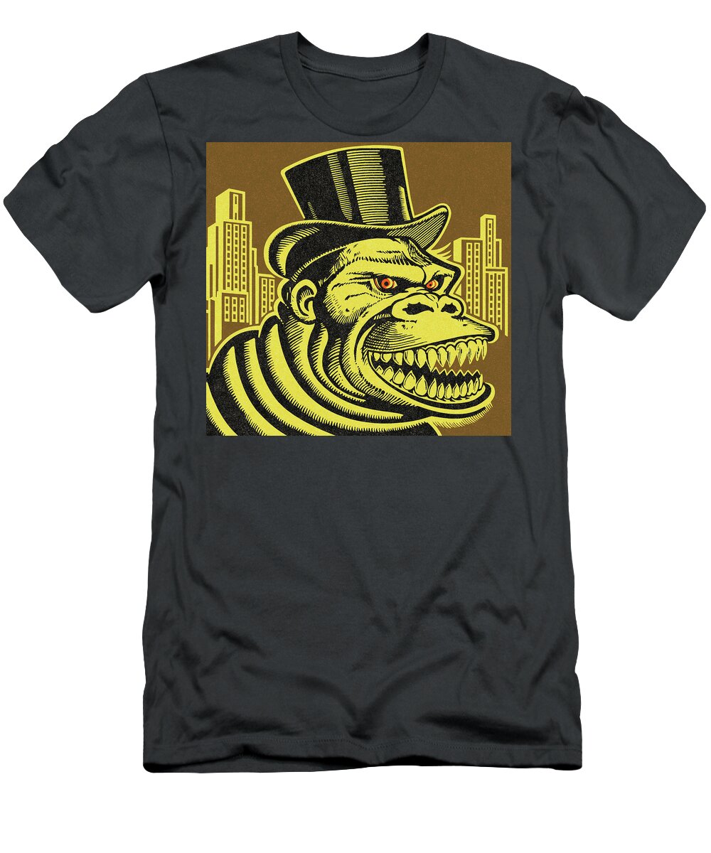 Accessories T-Shirt featuring the drawing Angry Gorilla #1 by CSA Images