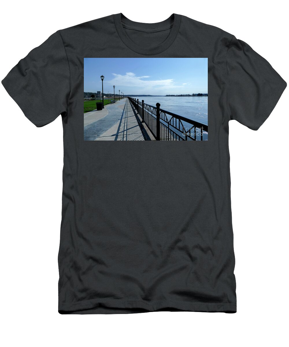 Path T-Shirt featuring the photograph Bike Path along the Mississippi River #1 by Sandra J's