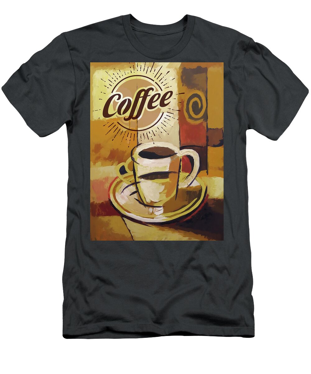 Coffee T-Shirt featuring the painting Coffee Poster #1 by Lutz Baar