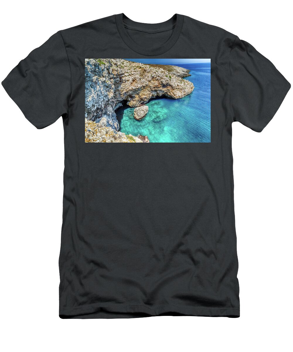 Italy T-Shirt featuring the photograph cove in the rocky beach on Adriatic sea #1 by Vivida Photo PC