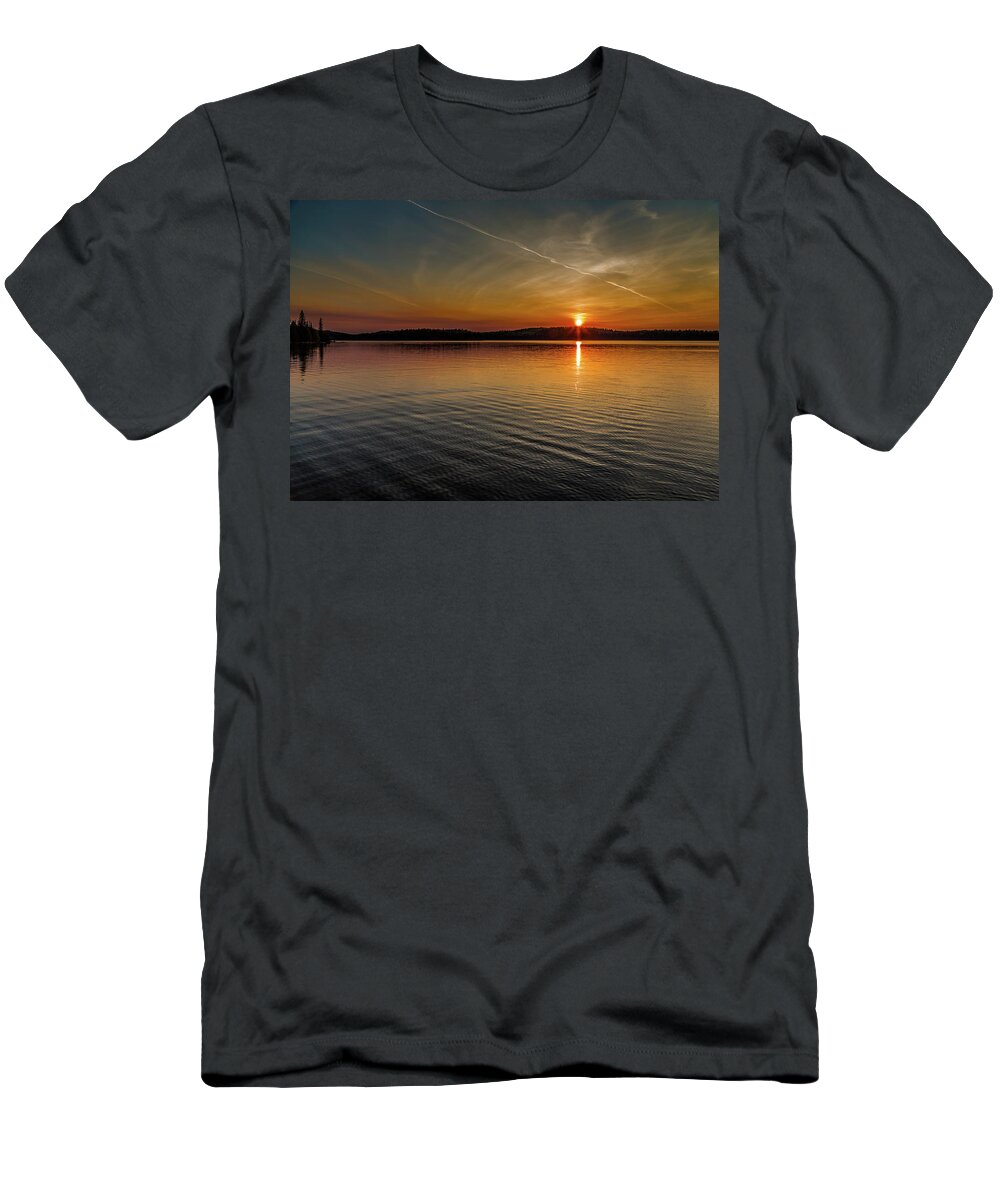 Sunset T-Shirt featuring the photograph Dog Lake sunset #2 by Joe Holley