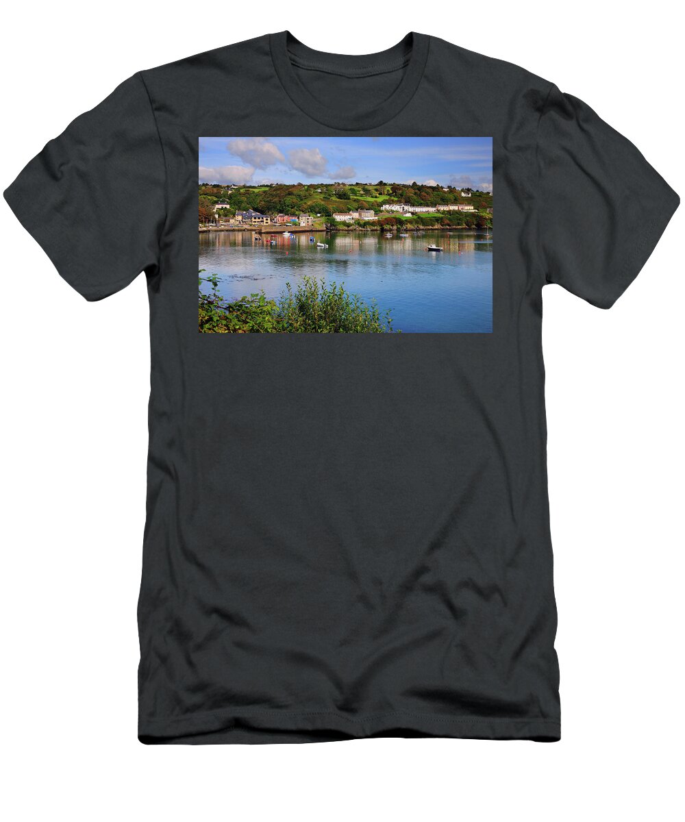 Estock T-Shirt featuring the digital art Glandore Fishing Port, Ireland #1 by Riccardo Spila