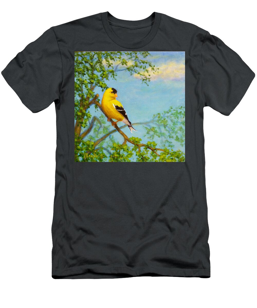 Goldfinch T-Shirt featuring the painting Goldfinch #1 by Joe Bergholm