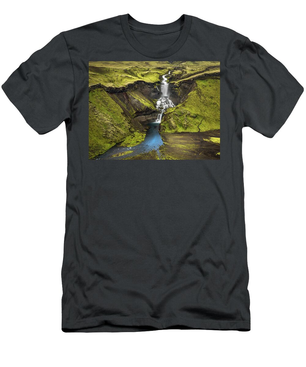 Iceland T-Shirt featuring the photograph Haifoss Waterfalls-Iceland #1 by Usha Peddamatham