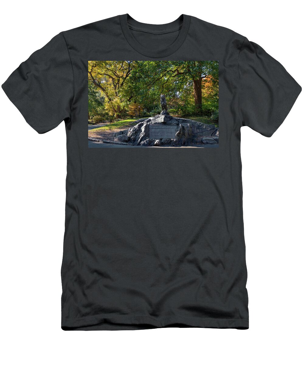 Estock T-Shirt featuring the digital art Ny, Nyc, Central Park, Balto, Sculpture Dedicated To Sled Dogs #1 by Lumiere