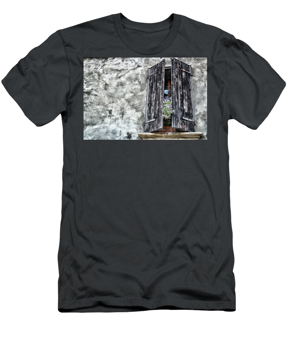 Old T-Shirt featuring the photograph Old windows #1 by Vivida Photo PC