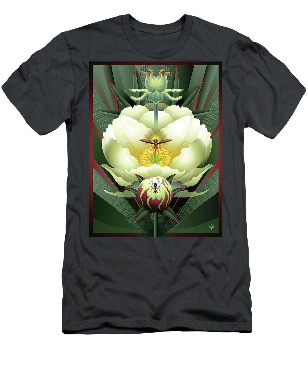 Ant T-Shirt featuring the digital art Peony White Glory #1 by Garth Glazier