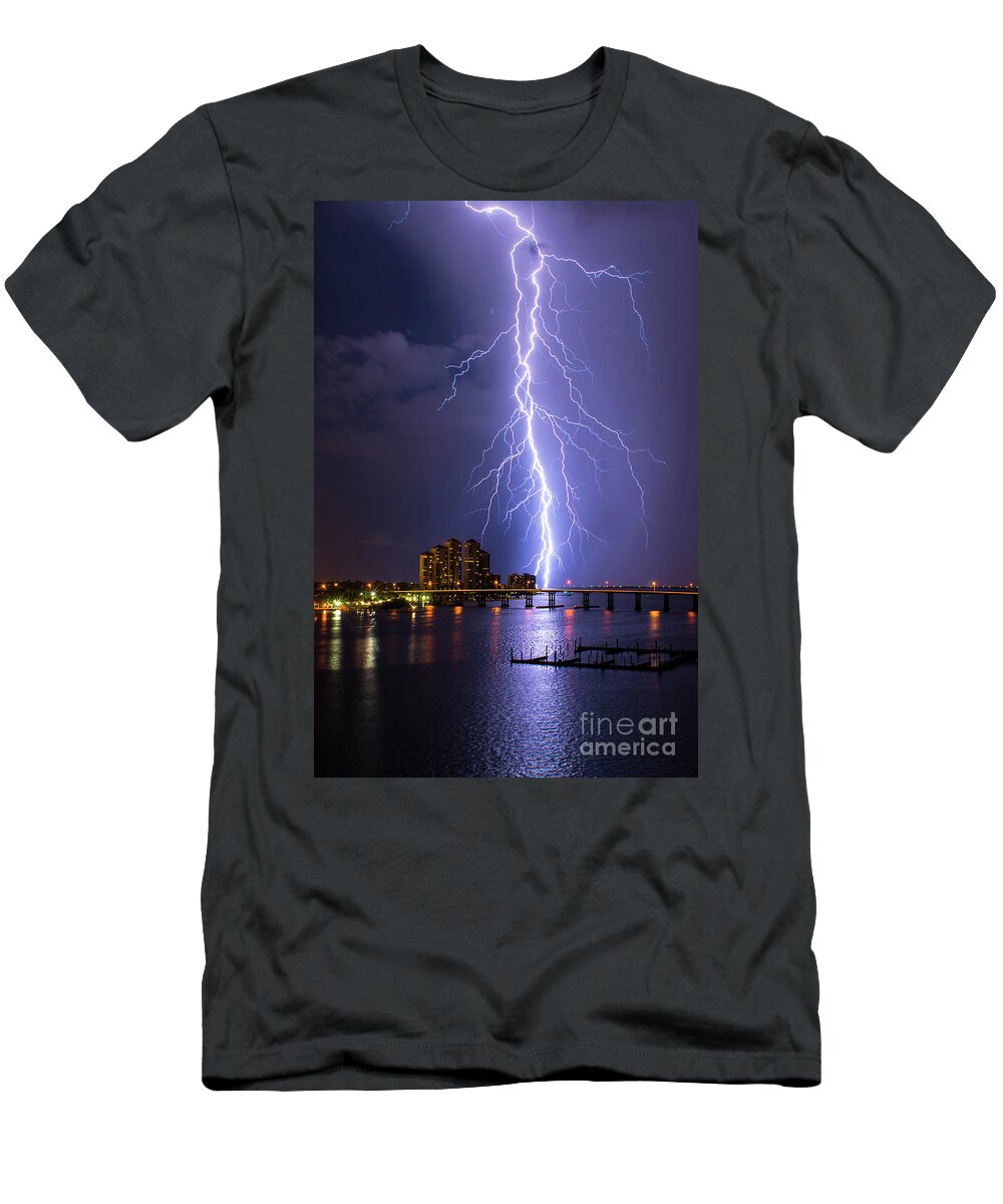 Lightning T-Shirt featuring the photograph Raining Bolts 2 #1 by Quinn Sedam