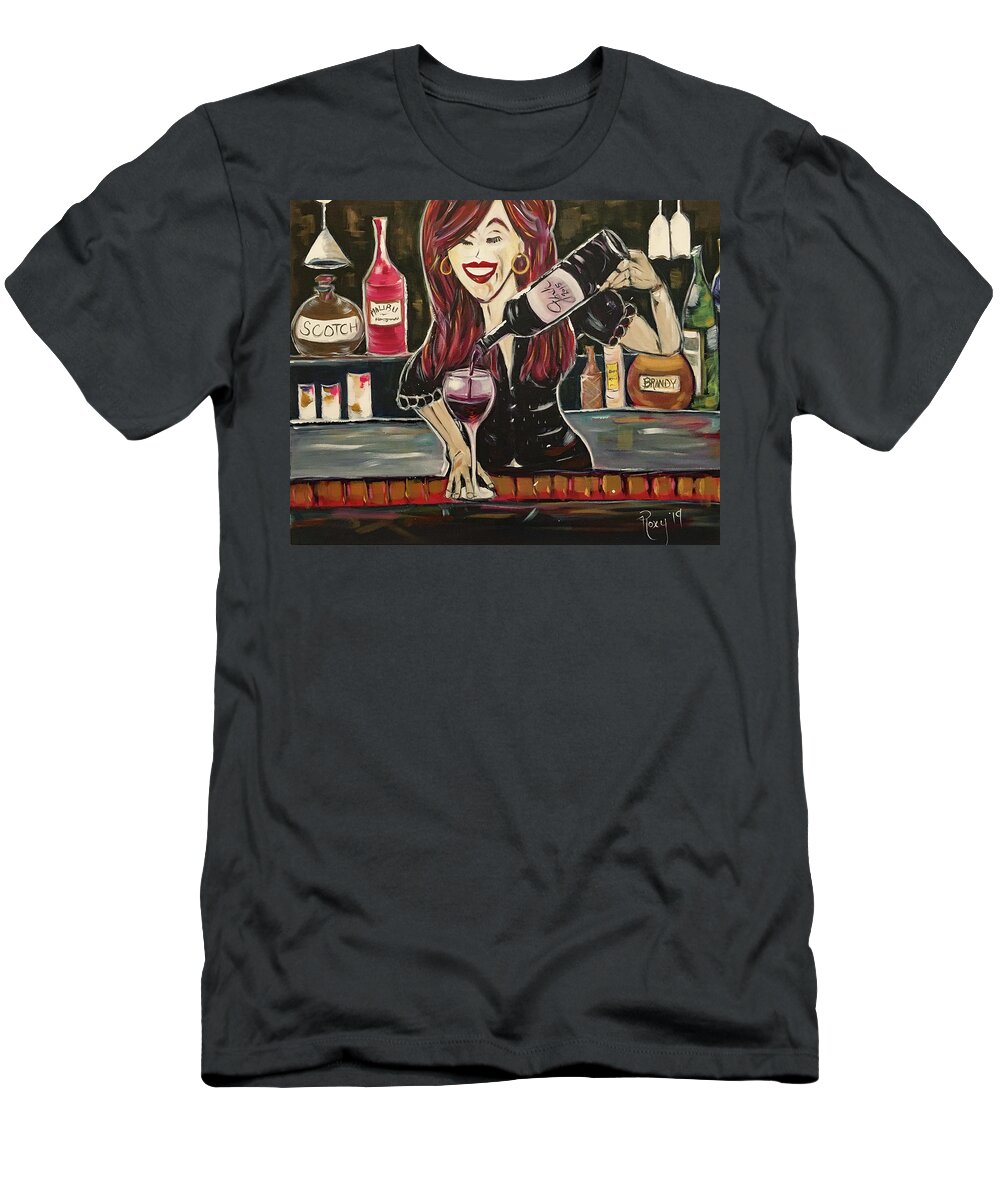 Bartender T-Shirt featuring the painting Sassy Notes featuring Dana Doom by Roxy Rich