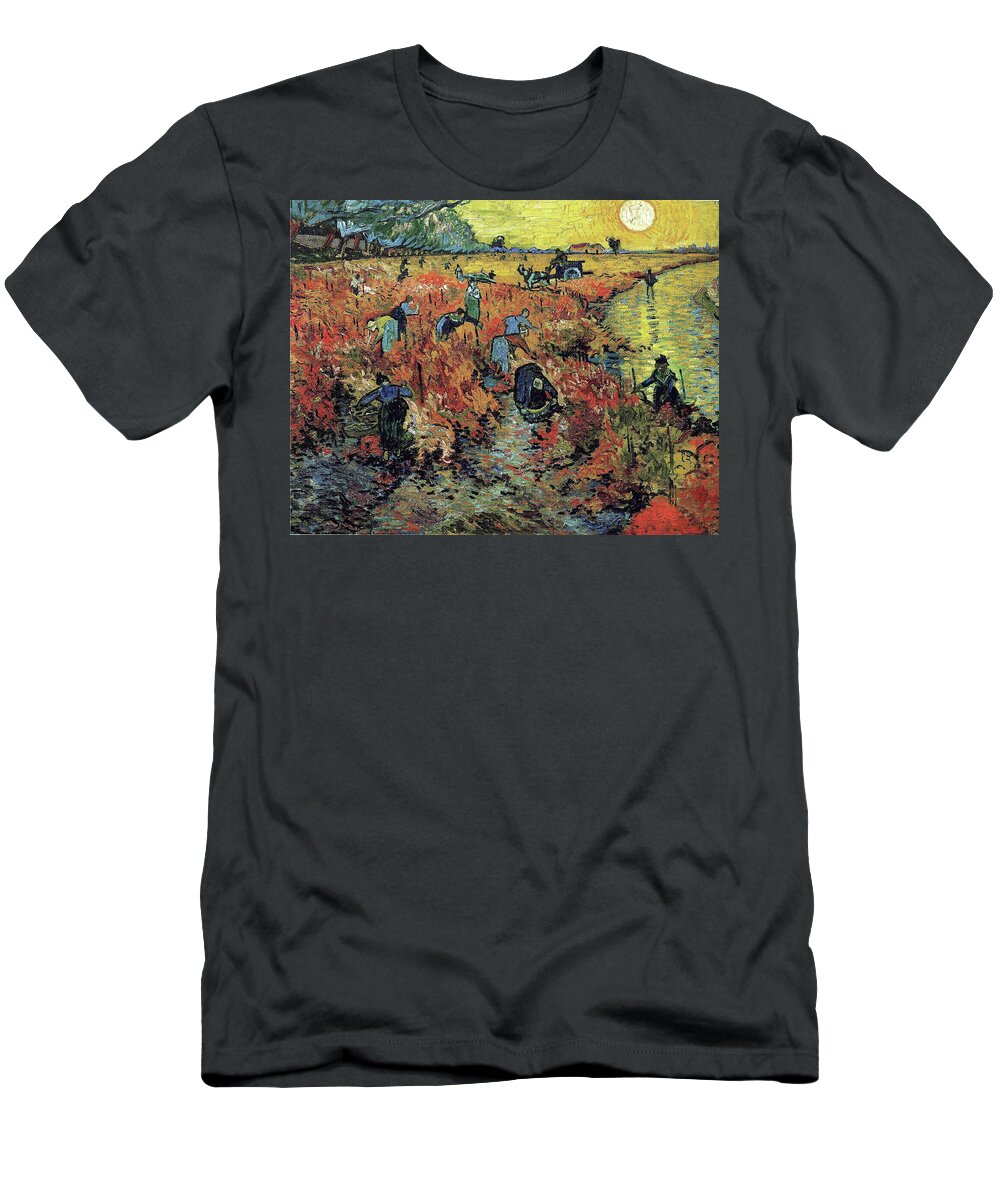 Vincent Van Gogh T-Shirt featuring the painting The Red Vineyards in Arles #1 by Vincent Van Gogh